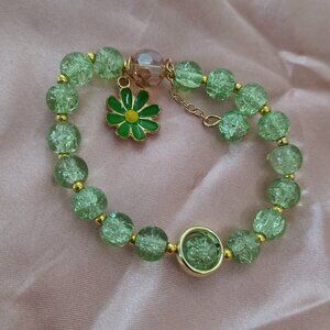 Beaded Stretch Bracelet With Flower Charm